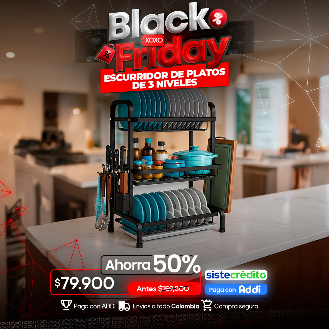 Escurridor de platos de 3 niveles