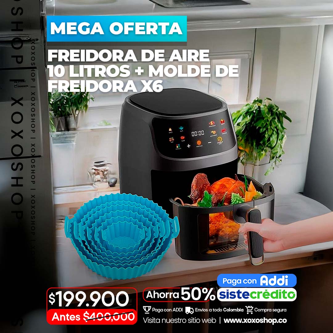 Freidora de 10 litros + kit de moldes de silicoonas por 6 unidades