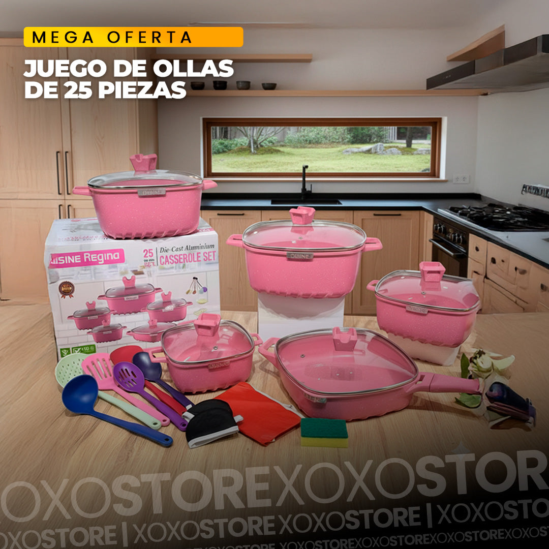 Set de ollas 25 piezas color rosa