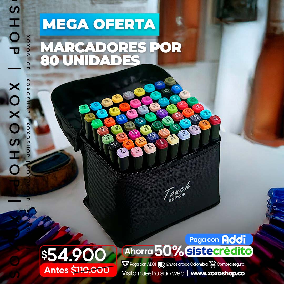Kit de marcadores por 80 unidades  DOBLE PUNTA