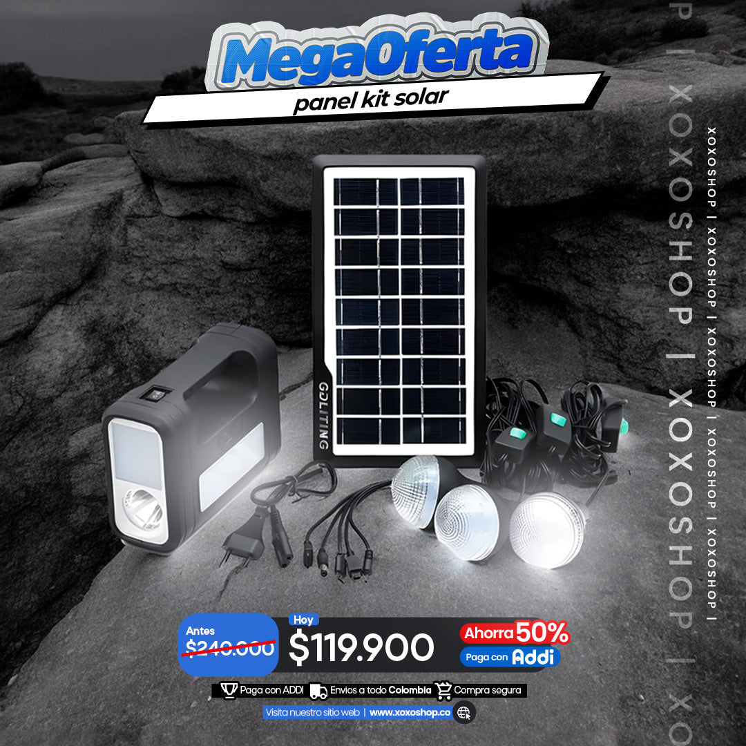 Kit de panel solar  con bombillos y parlante