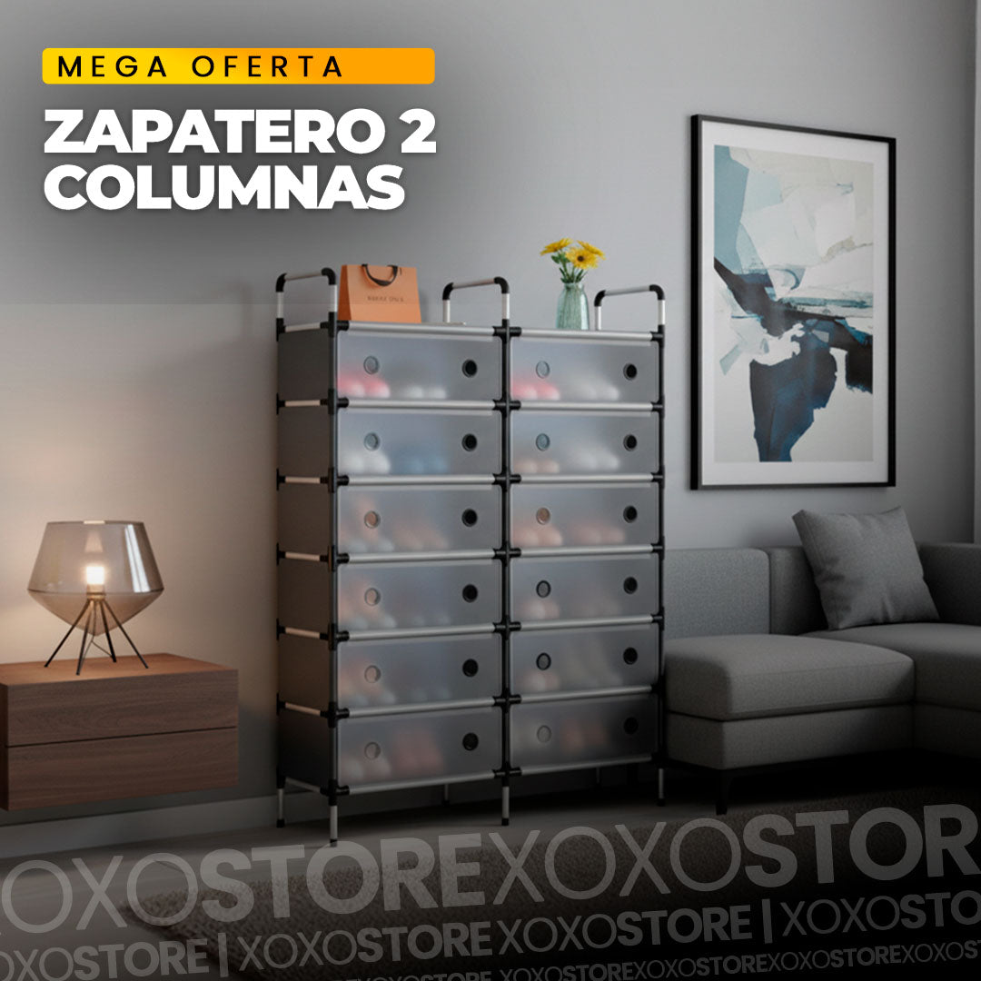 Zapatero 2 columnas negros de 6 niveles